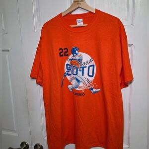 NWT-Juan Soto #22 NY Mets Orange Graphic Baseball T-Shirt- Size XL